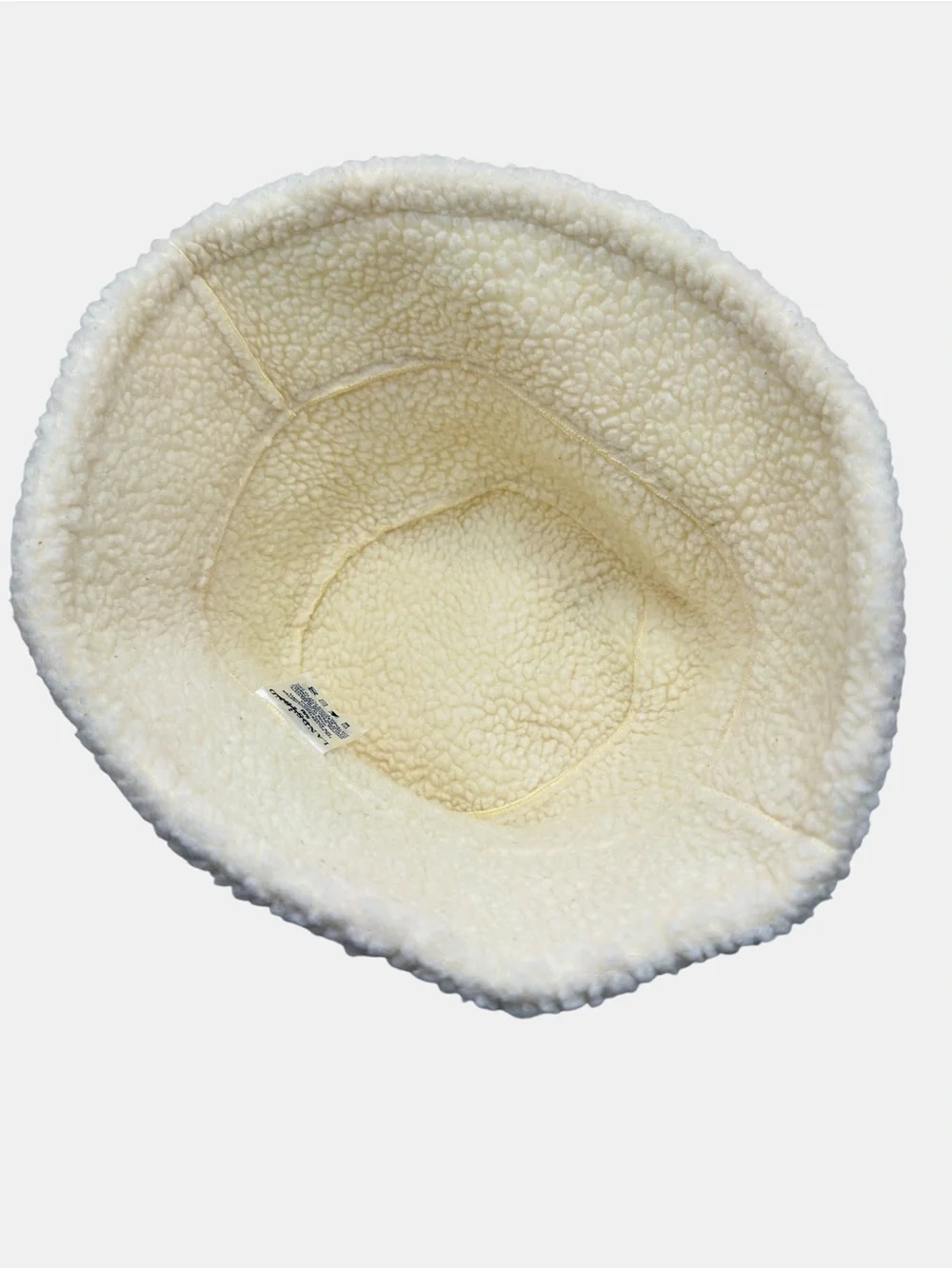 Lands’ End Ivory Sherpa Fleece Bucket Hat Cozy Winter Teddy Hat Medium